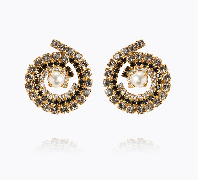 Caroline Svedbom - Mini Zia Earrings Jet Combo Gold
