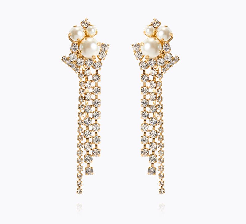 Caroline Svedbom - Molly Statement Earrings Pearl Crystal Gold