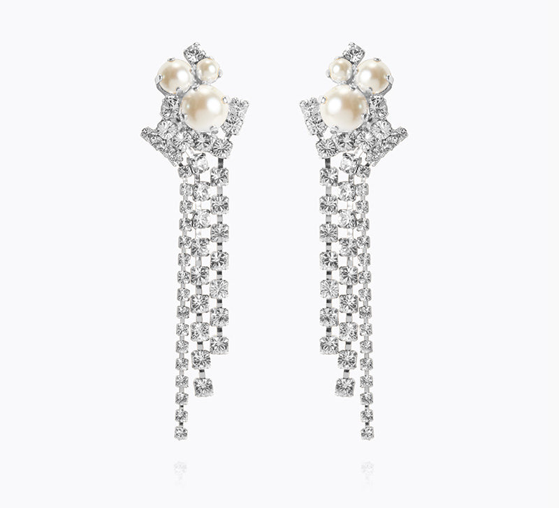 Caroline Svedbom - Molly Statement Earrings Pearl Crystal Rhodium