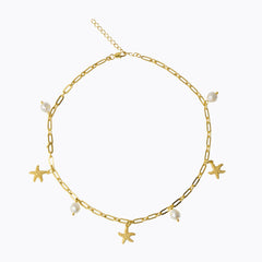 Caroline Svedbom - Sea Star Chain Necklace Pearl Gold