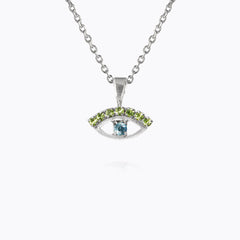 Caroline Svedbom - Petite Greek Eye Necklace Green Blue Rhodium