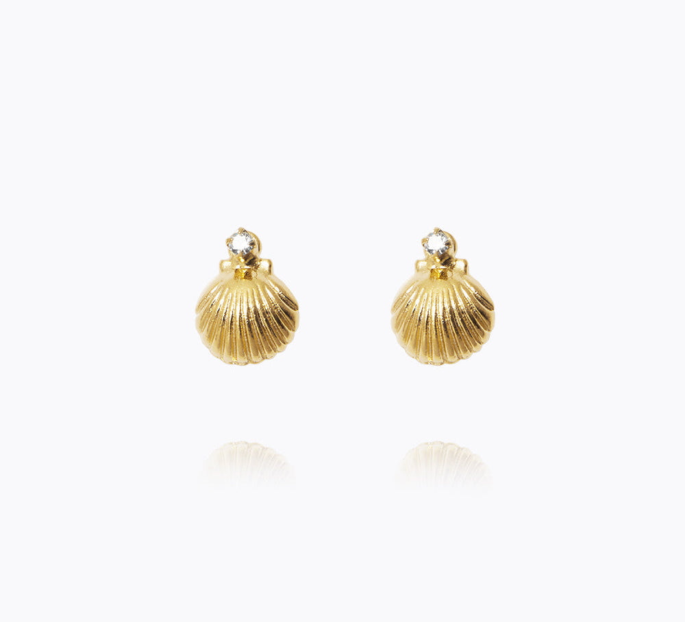 Caroline Svedbom - Petite Shell Earrings Crystal Gold