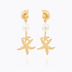Caroline Svedbom - Seadora Statement Earrings Pearl Gold