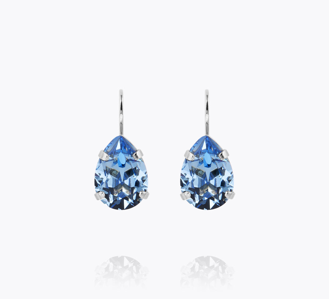 Caroline Svedbom - Mini Drop Clasp Earrings Light Sapphire Rhodium