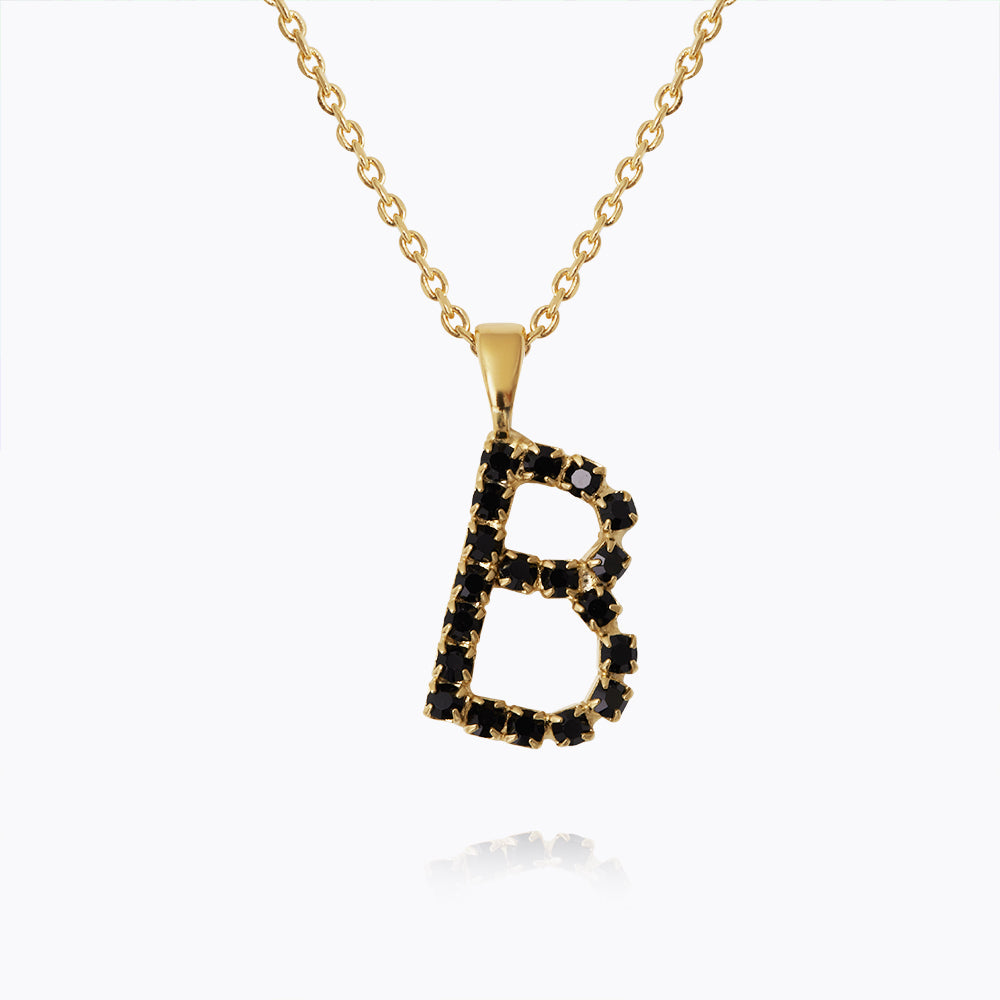 Caroline Svedbom - Mini Letter Black Necklace Letter B Gold