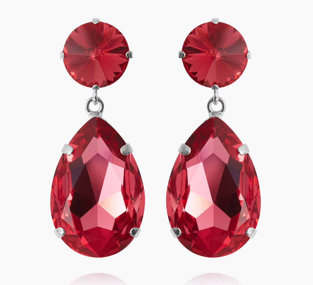 Caroline Svedbom - Perfect Drop Earrings Mulberry Red Rhodium