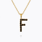 Caroline Svedbom - Mini Letter Black Necklace Letter F Gold
