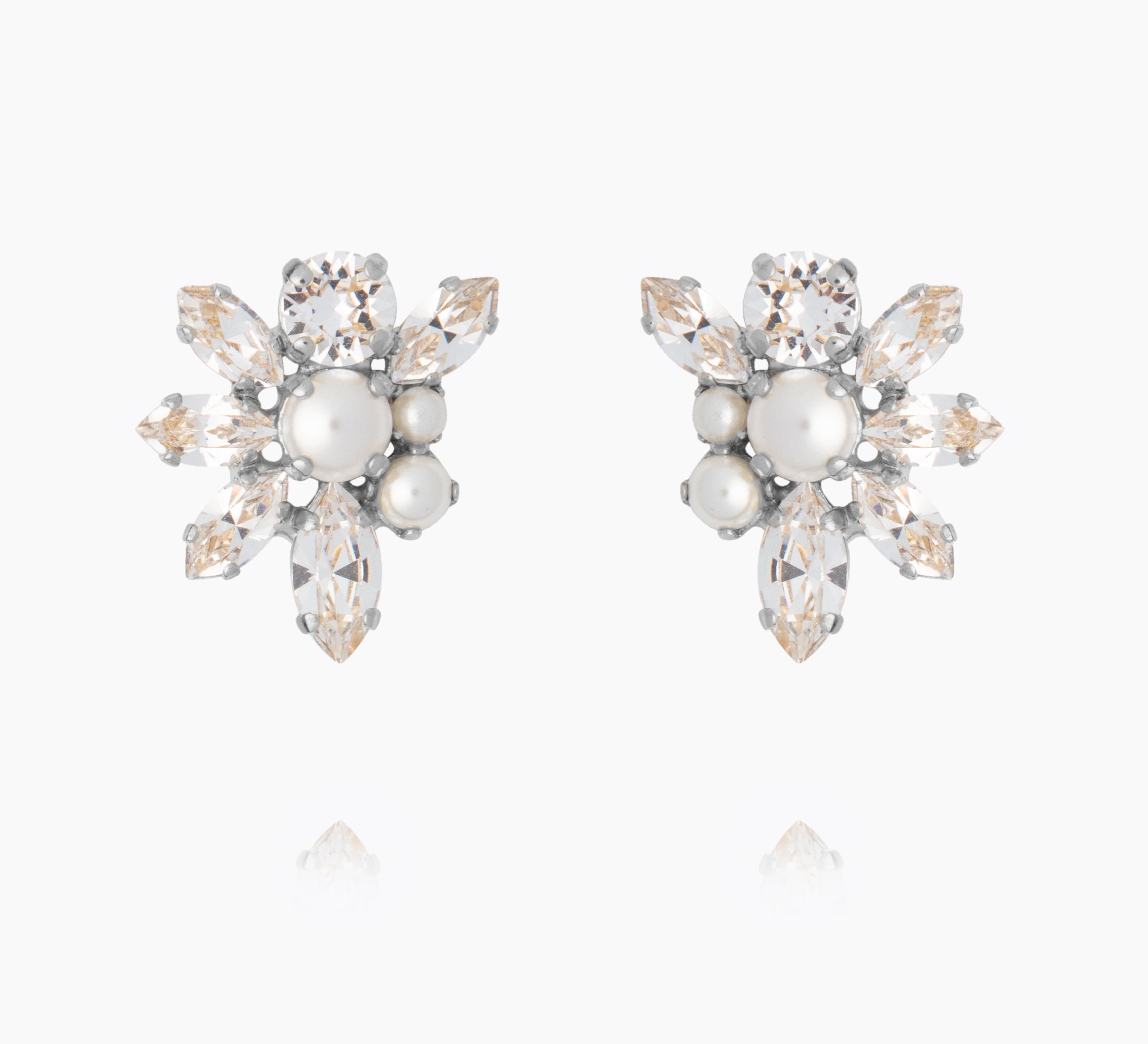 Caroline Svedbom - Floral Pearl Earrings Pearl Crystal Rhodium
