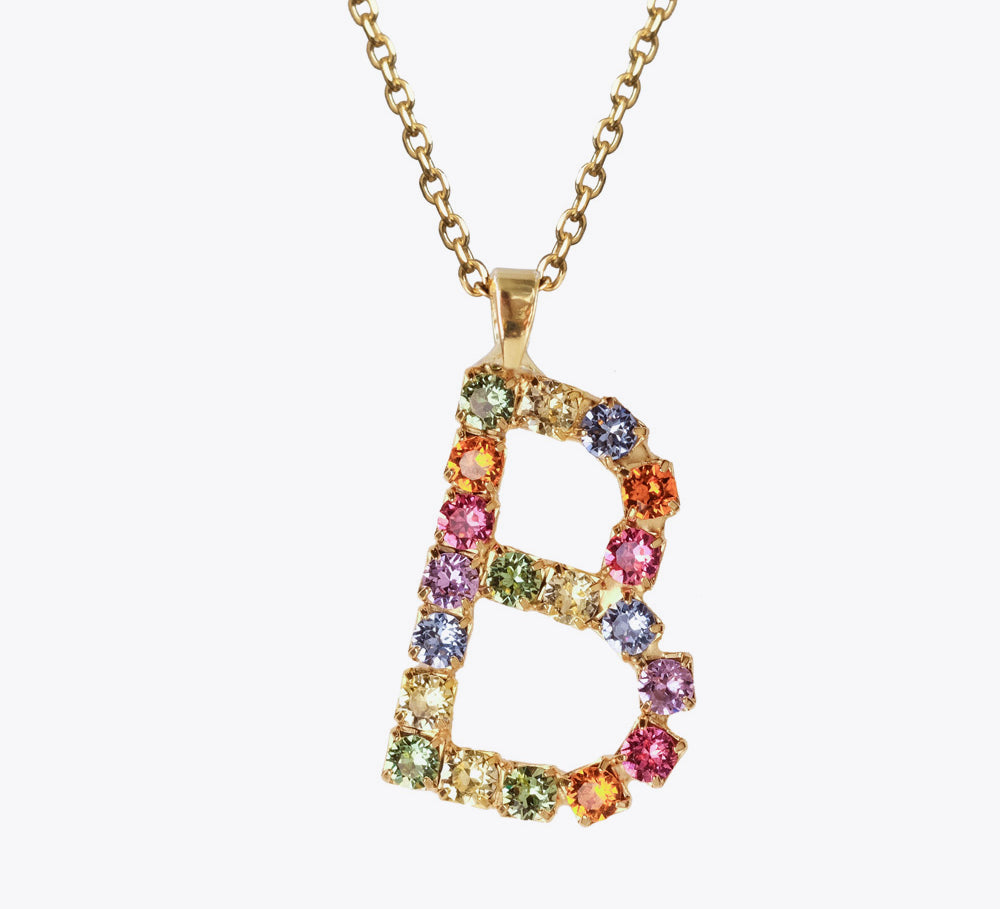 Letter Necklace B / Rainbow Combo