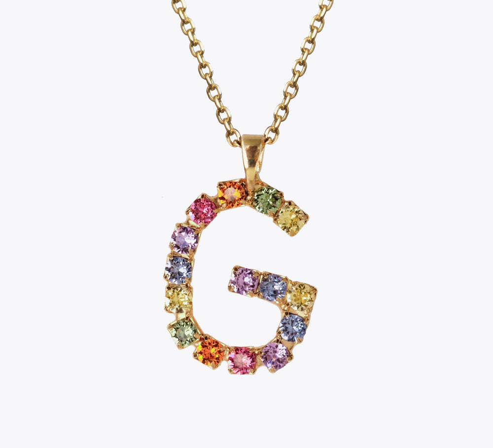 Letter Necklace G / Rainbow Combo