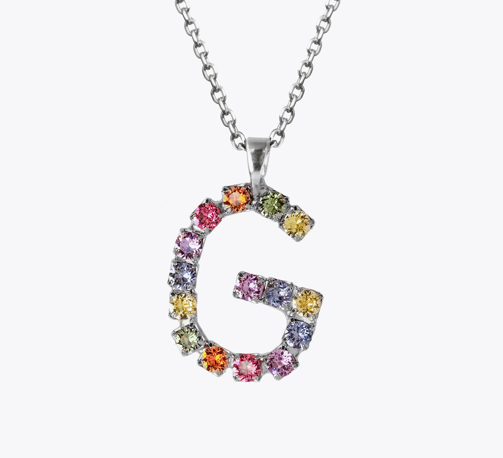Letter Necklace G / Rainbow Combo