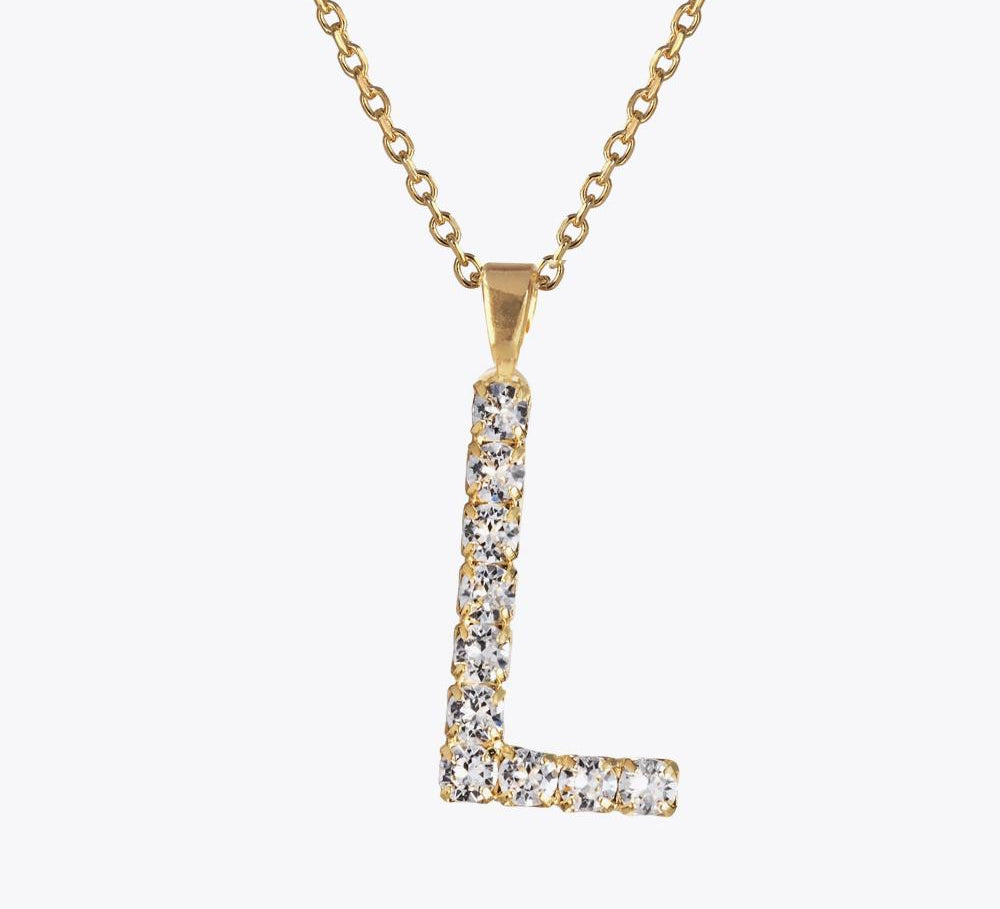 Caroline Svedbom - Letter Necklace Crystal Gold 70 Letter L Cm
