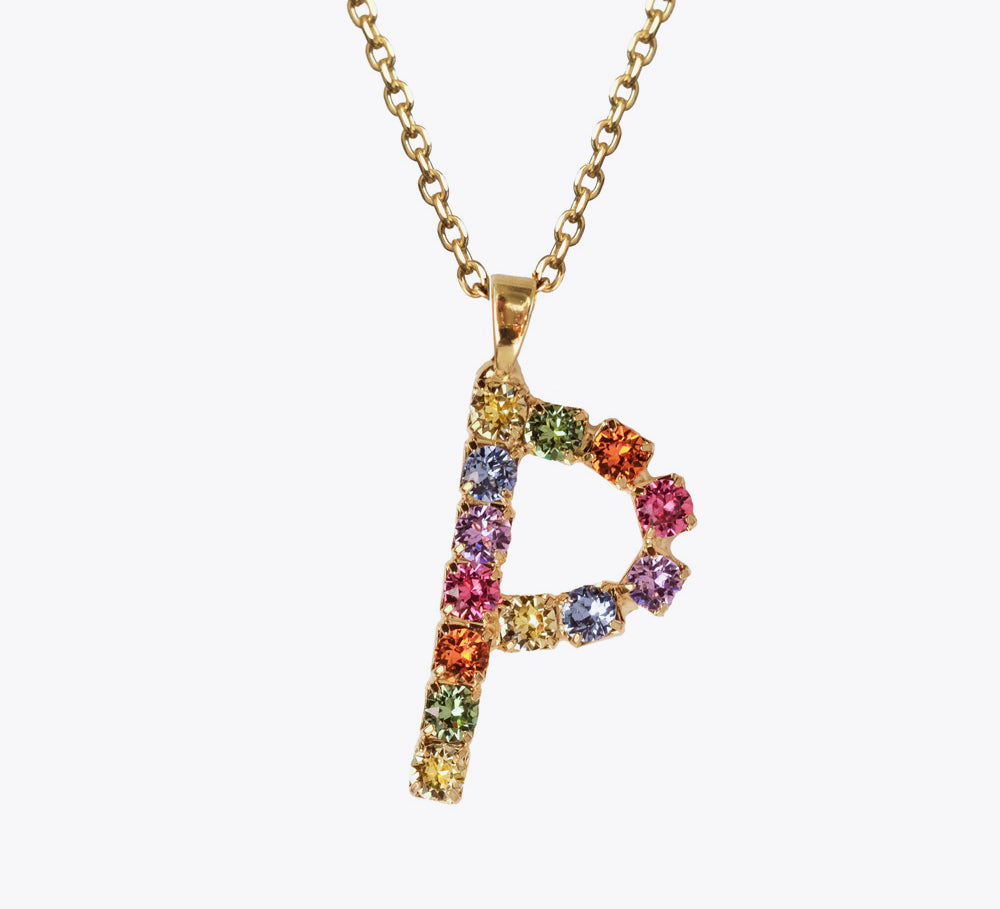 Letter Necklace P / Rainbow Combo