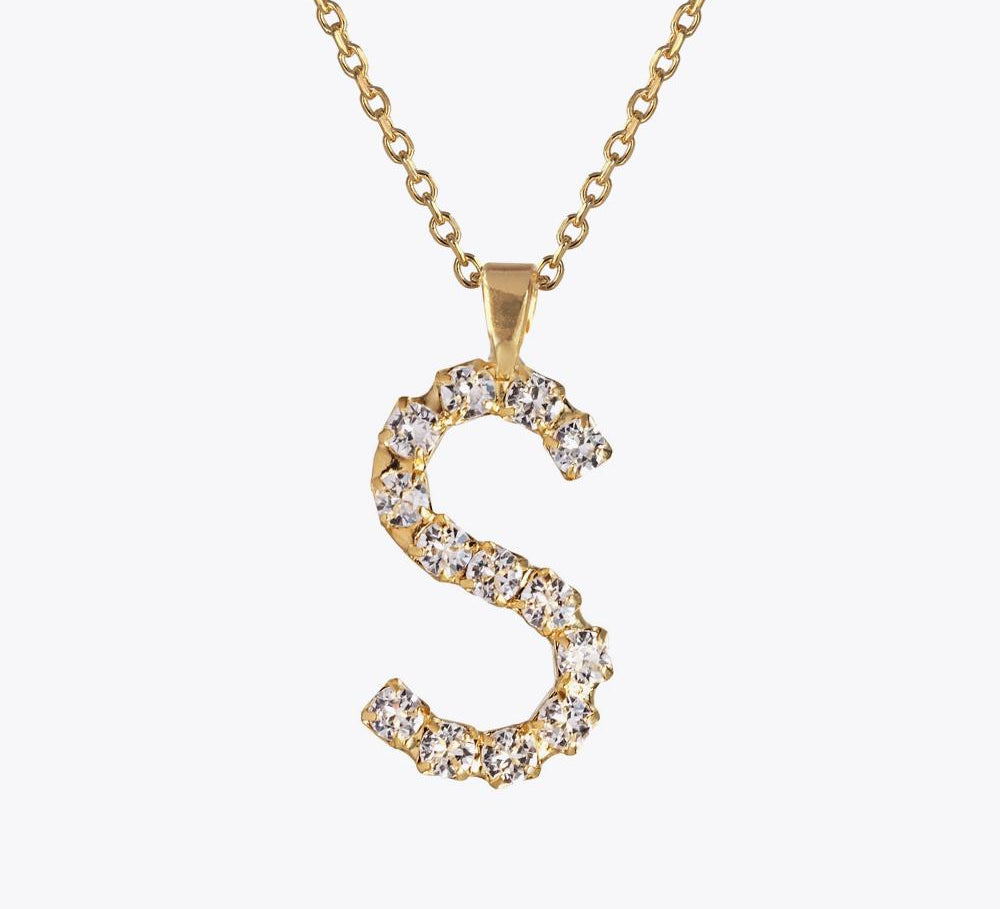 Caroline Svedbom - Letter Necklace Crystal Gold 70 Letter S Cm