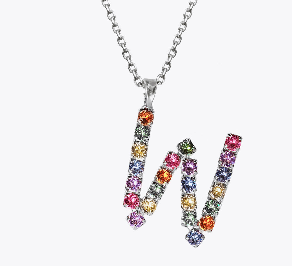 Letter Necklace W / Rainbow Combo