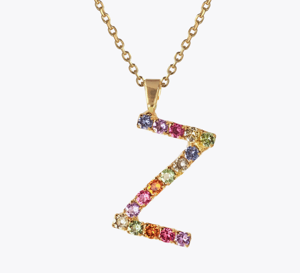 Letter Necklace Z / Rainbow Combo