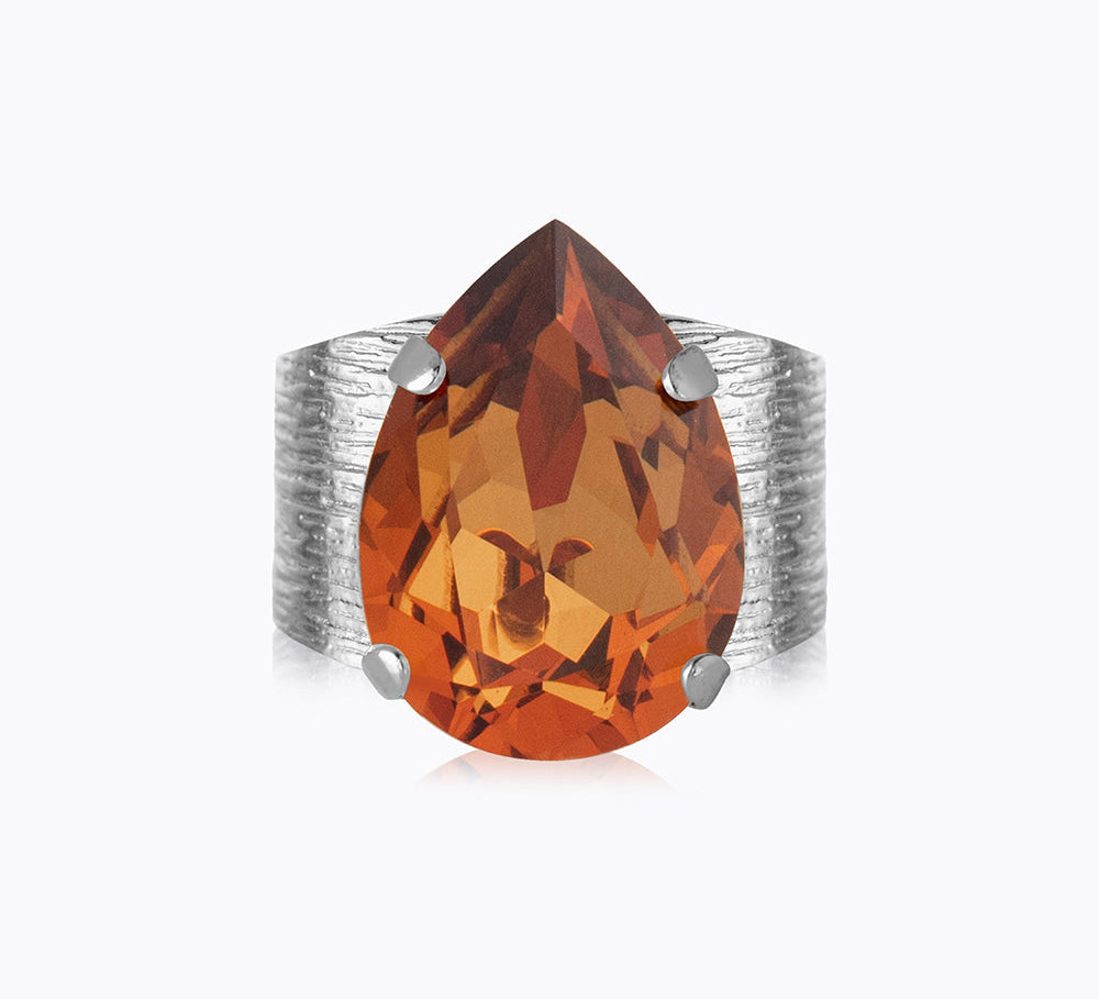 Caroline Svedbom - Classic Drop Ring Light Amber Rhodium