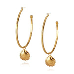 18k gold plated Shell Loop Earrings with swarovski crystals