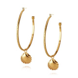 18k gold plated Shell Loop Earrings with swarovski crystals