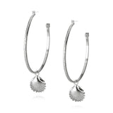 Rhodium plated Shell Loop Earrings with swarovski crystals