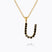 Caroline Svedbom - Mini Letter Black Necklace Letter U Gold