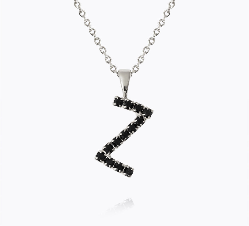 Caroline Svedbom - Mini Letter Black Necklace Letter Z Rhodium
