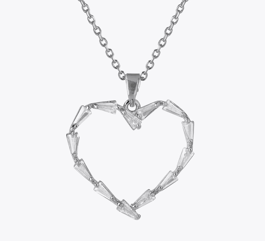 Caroline Svedbom - Baguette Heart Necklace Crystal Rhodium