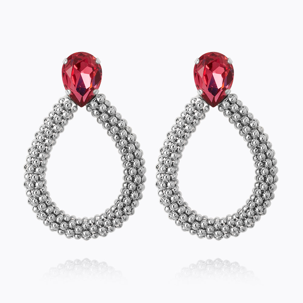 Caroline Svedbom - Classic Rope Earrings Mulberry Red Rhodium